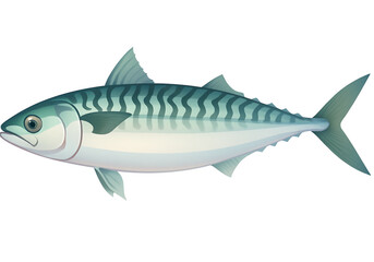 mackerel fish illustration with blue stripes isolated vector graphic ocean seafood animal