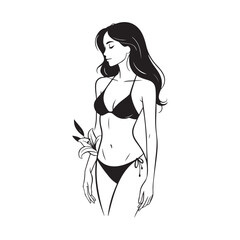 Woman swimsuit dress silhouette vector