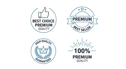Obraz premium Premium quality badges and seals with thumbs up and crown best choice vector