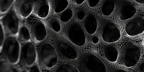 Intricate network of interconnected cavities.