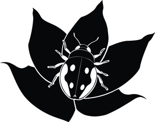 Ladybug on Petal Silhouette | Garden Ladybird Resting Scene
