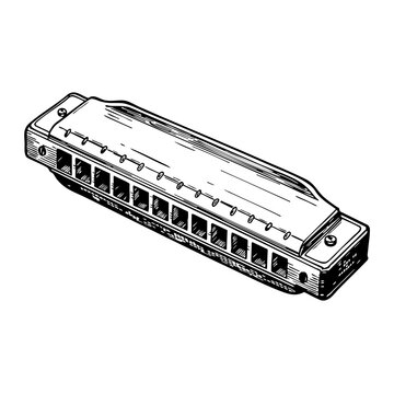black and white harmonica drawing clip art preview