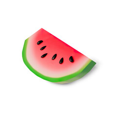 3D Stylized Watermelon Slices with Glossy Finish on a Transparent Background