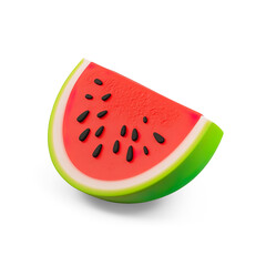 3D Stylized Watermelon Slices with Glossy Finish on a Transparent Background