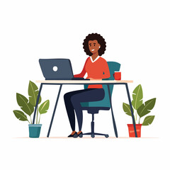 Businessfrau am Schreibtisch mit Laptop &ndash; moderne Arbeitswelt