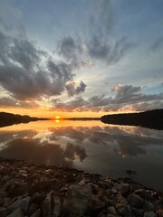 sunset over the lake