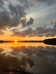 sunset over the lake
