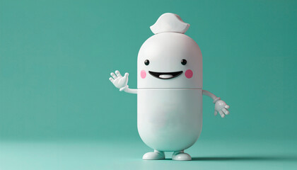 White pill medicine mascot