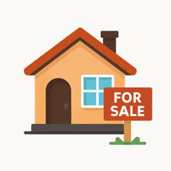 House for sale with a sign.