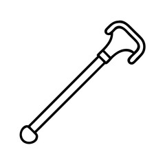 Walking cane line art illustration, mobility aid, walking stick, support cane, black and white, health