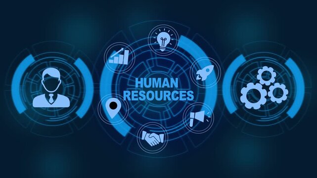 Business, Technology, Internet and network concept. Human Resources HR management concept. glowing animation.