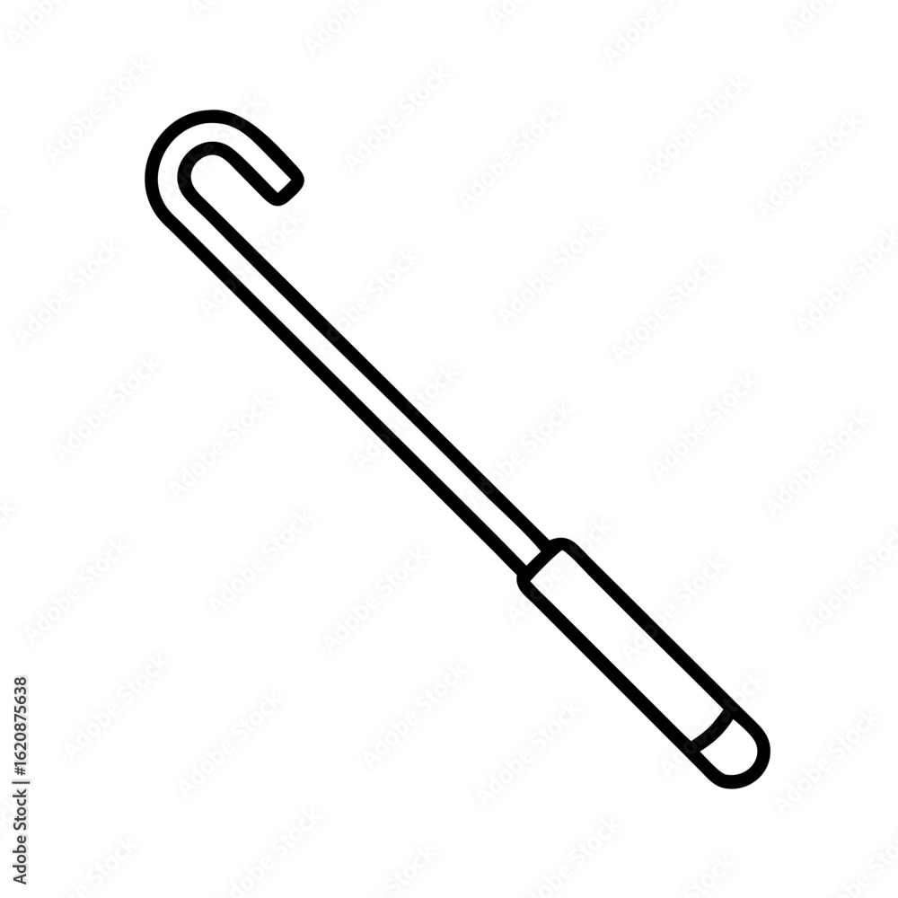 Poster hook tool outline drawing vector illustration, metal hook tool for pulling and lifting objects
