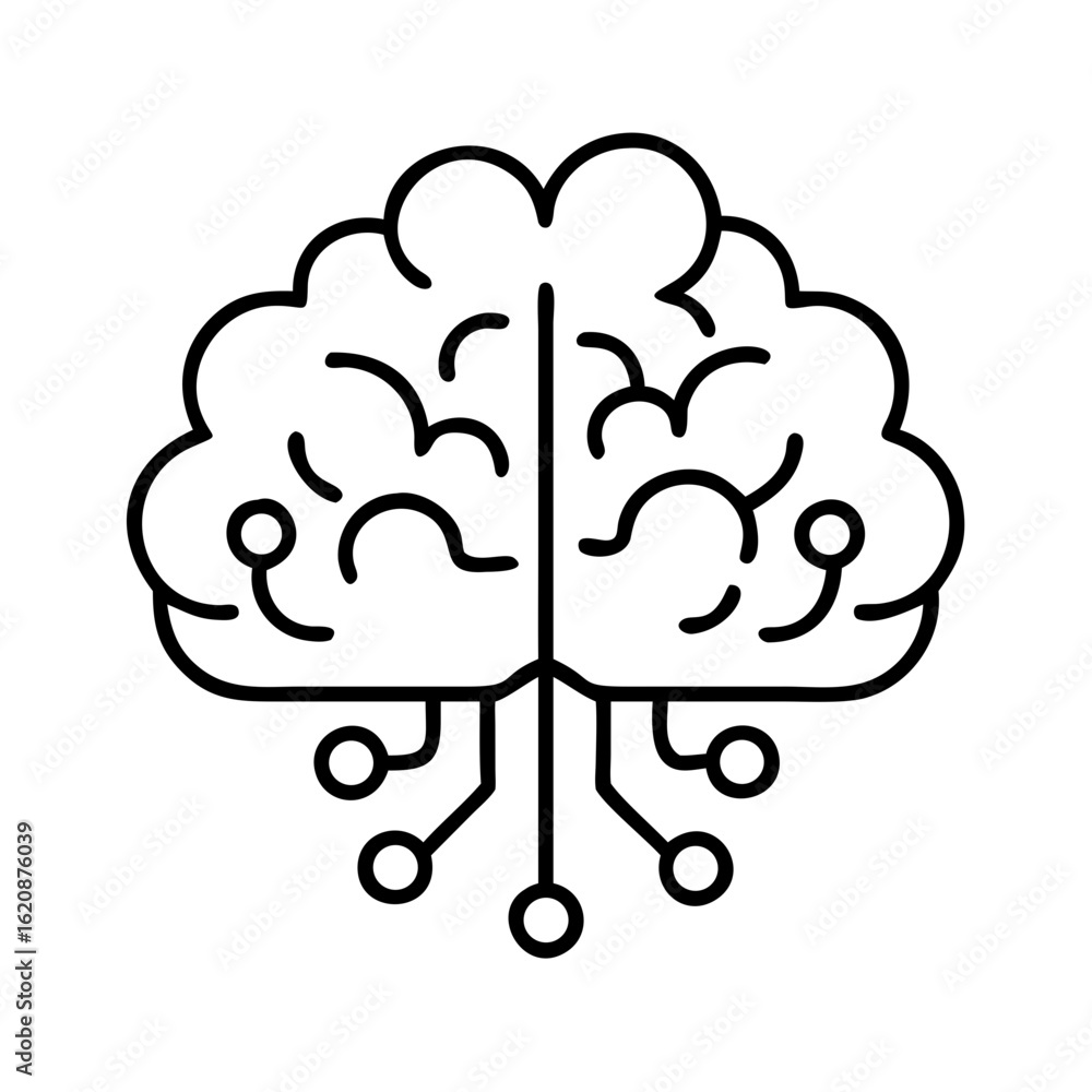 Poster artificial intelligence brain vector illustration for ai technology and machine learning concept