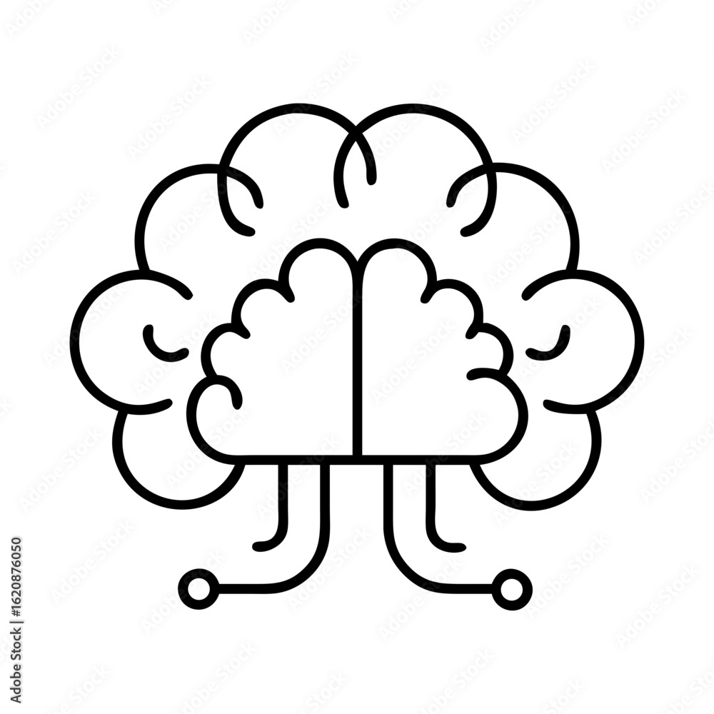Poster ai brain technology concept vector illustration, artificial intelligence and machine learning design