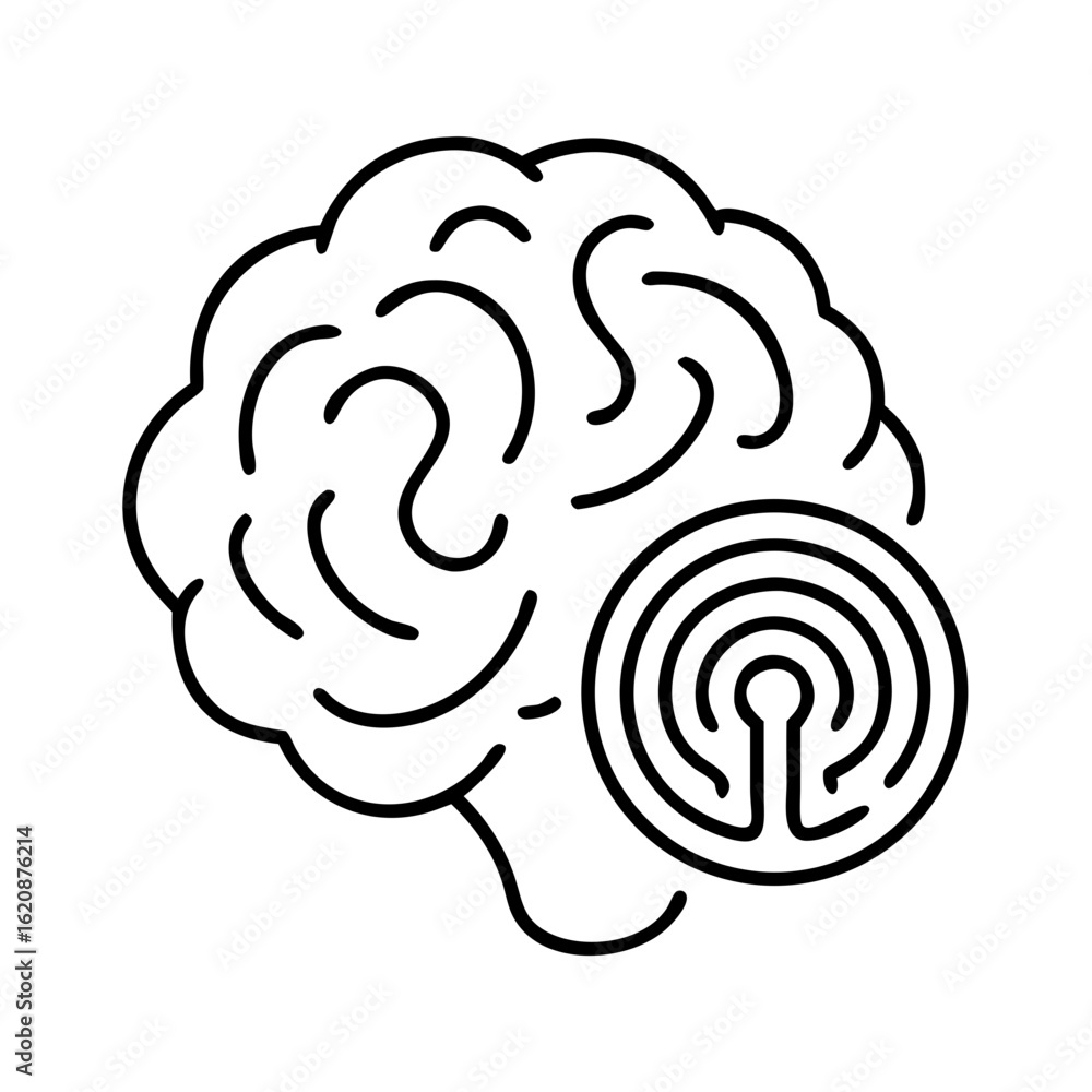 Poster brain maze mind puzzle thinking process problem solving intelligence solution creativity concept
