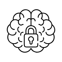 Brain security mental health protection privacy lock idea concept mind safety and security