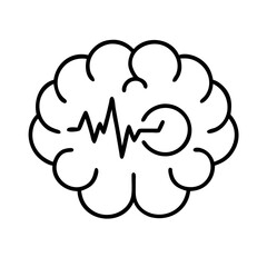 Brain wave activity icon for mental health, neurology, and cognitive function analysis concept