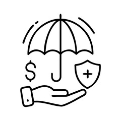 Insurance protection financial safety umbrella coverage money security shield health concept icon