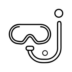 Diving mask and snorkel vector illustration for swimming snorkeling and scuba diving gear icon
