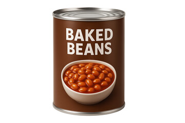 Baked beans can isolated on transparent background