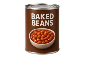 Baked beans can isolated on transparent background