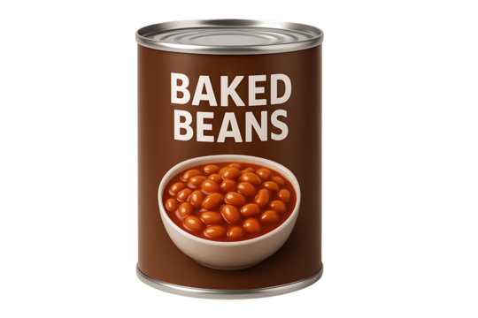 Baked beans can isolated on transparent background