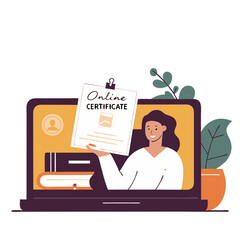 Digital Certificate: Depicting a dynamic scene of online education and personal achievement.