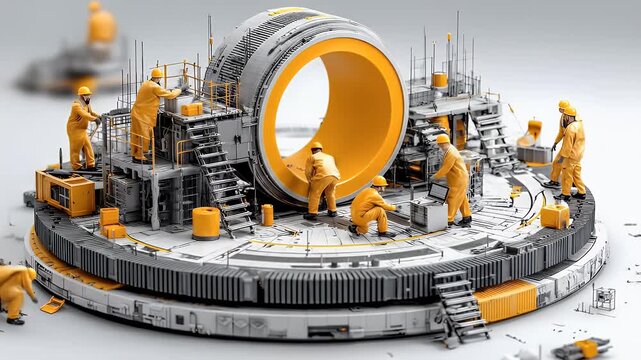 Miniature Workers Constructing Futuristic Mega-Structure: Timelapse of Ingenious Engineering