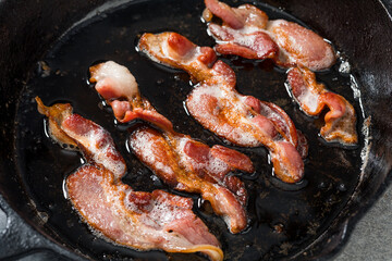 Greasy Fatty Cooked Crispy Bacon