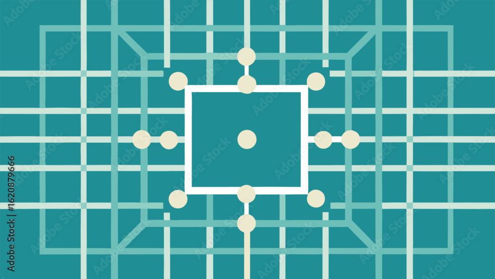Aufkleber abstract grid composition with geometric shapes and minimalist color palette design