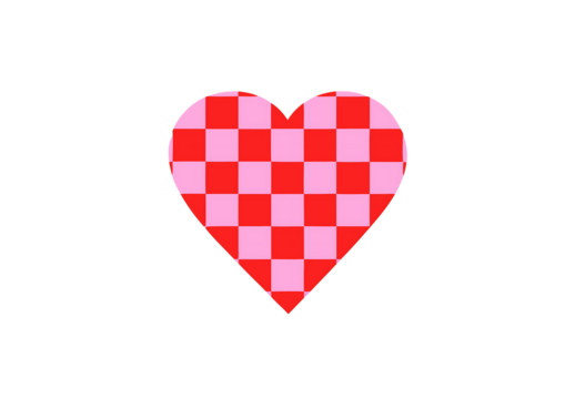 Chess heart pink and red.