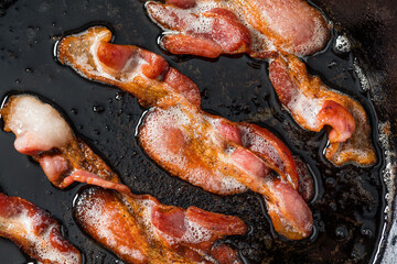 Greasy Fatty Cooked Crispy Bacon