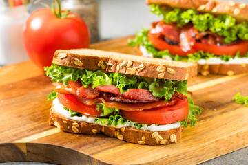 Healthy Homemade Bacon Lettuce Tomato BLT Sandwich
