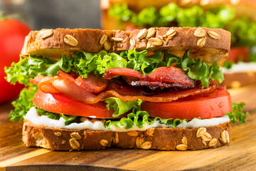 Healthy Homemade Bacon Lettuce Tomato BLT Sandwich