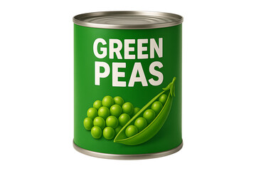 Green peas can isolated on transparent background