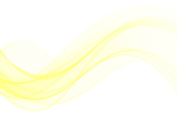 Elegant yellow color abstract wave flowing smoothly, a dynamic light stream. Transparent Background Png image Isolated on white background graphic element.