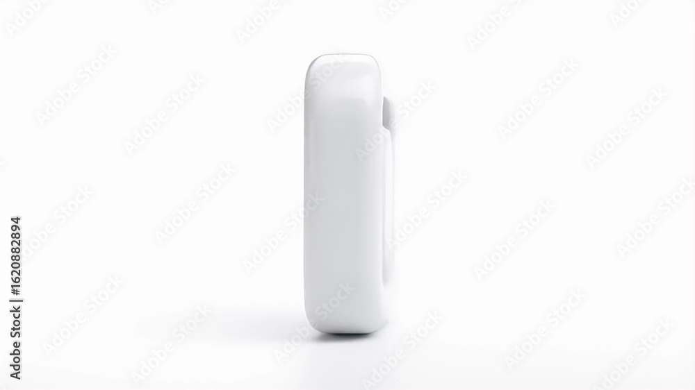 Poster minimalist 3d white square push button icon in a seamless looping animation