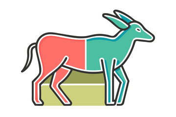 Black gazelle silhouette vector art illustration 