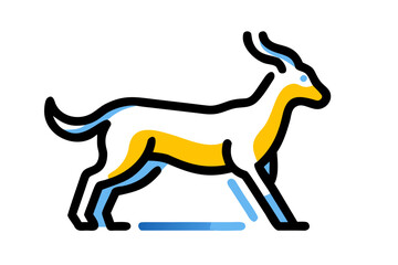 Black gazelle silhouette vector art illustration 