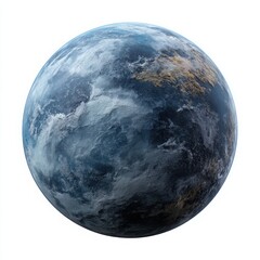 Realistic planet Earth with clouds and land masses on white background