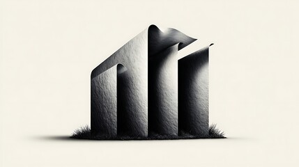 Bold graphic composition of offset layered rectangles in grayscale, mimicking folded paper and light depth cues