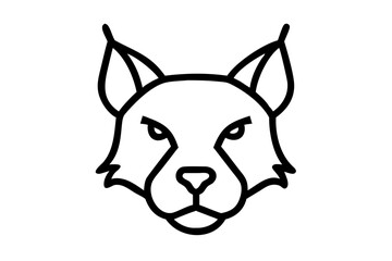 lynx head black and white silhouette line art