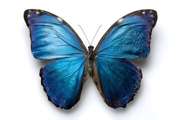 Obraz premium Beautiful blue morpho butterfly isolated on white background, insect wing
