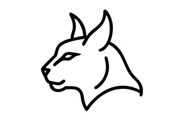 lynx head black and white silhouette line art