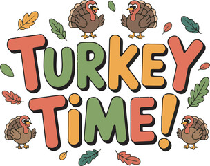 Turkey Time Vector Illustration for Autumn Season and Harvest-Themed Graphic Designs