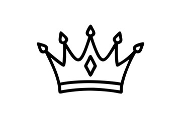 royal crown silhouette black and white art line