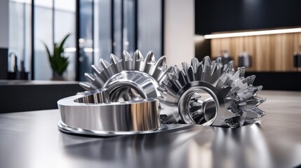 Close-up view of intricate metal gears.