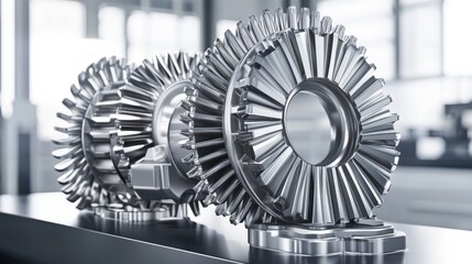 Detailed view of intricate metal components.