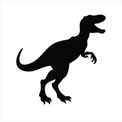 T rex dinosaur skeleton negative space silhouette on white background