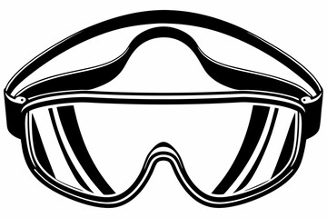 Isolated gas mask with black plastic goggles and snorkel for diving protection vector illustration